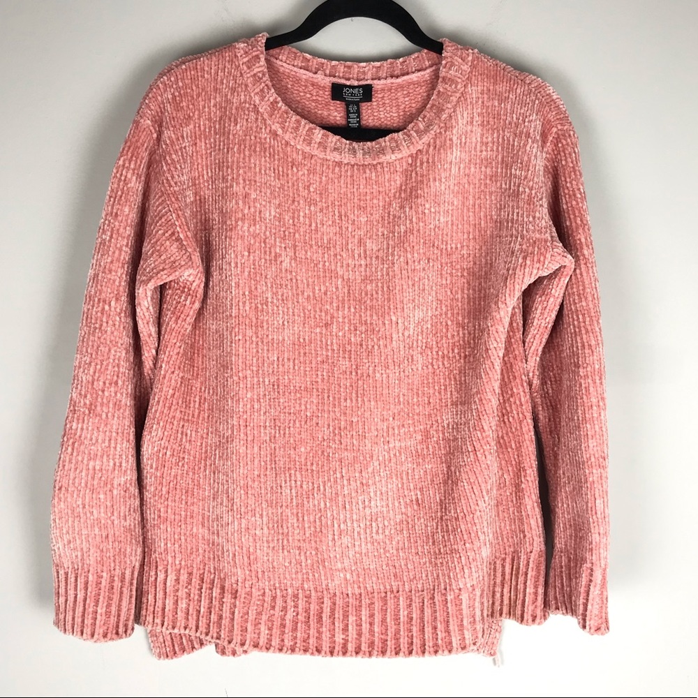 Jones New York chenille super soft sweater pink crew